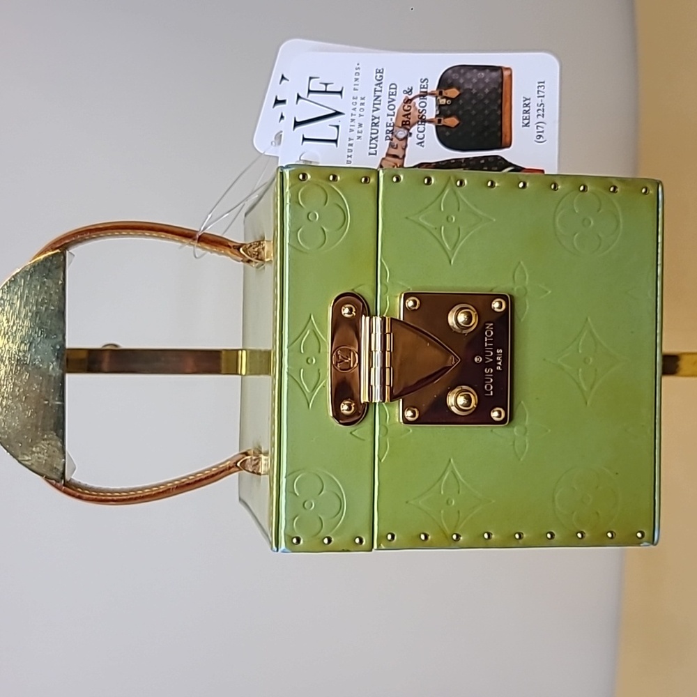 LOUIS VUITTON VINTAGE 1998 MONOGRAM VERNIS BLEECKER POUCH GREEN/BLUE STUNNING! - Picture 1 of 17
